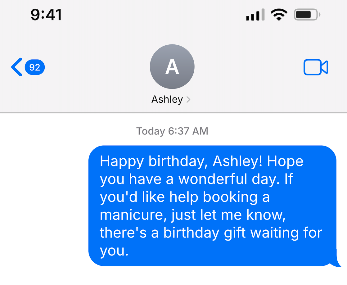 Birthday messages interface